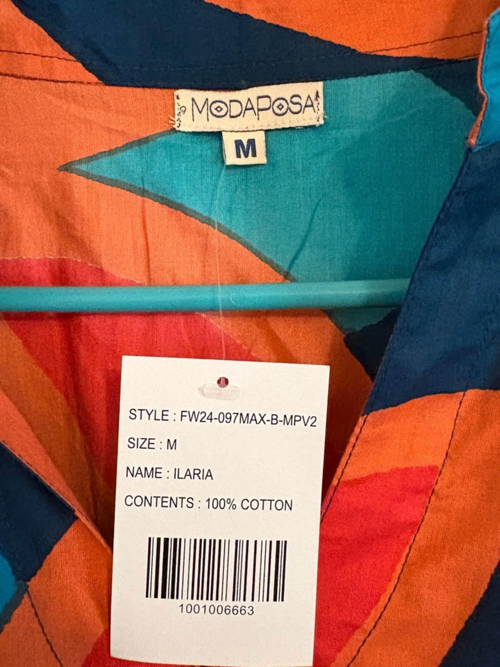 Vibrant Navy Maxi Dress with Coral & Teal Graphic Print - Picture 5 of 5